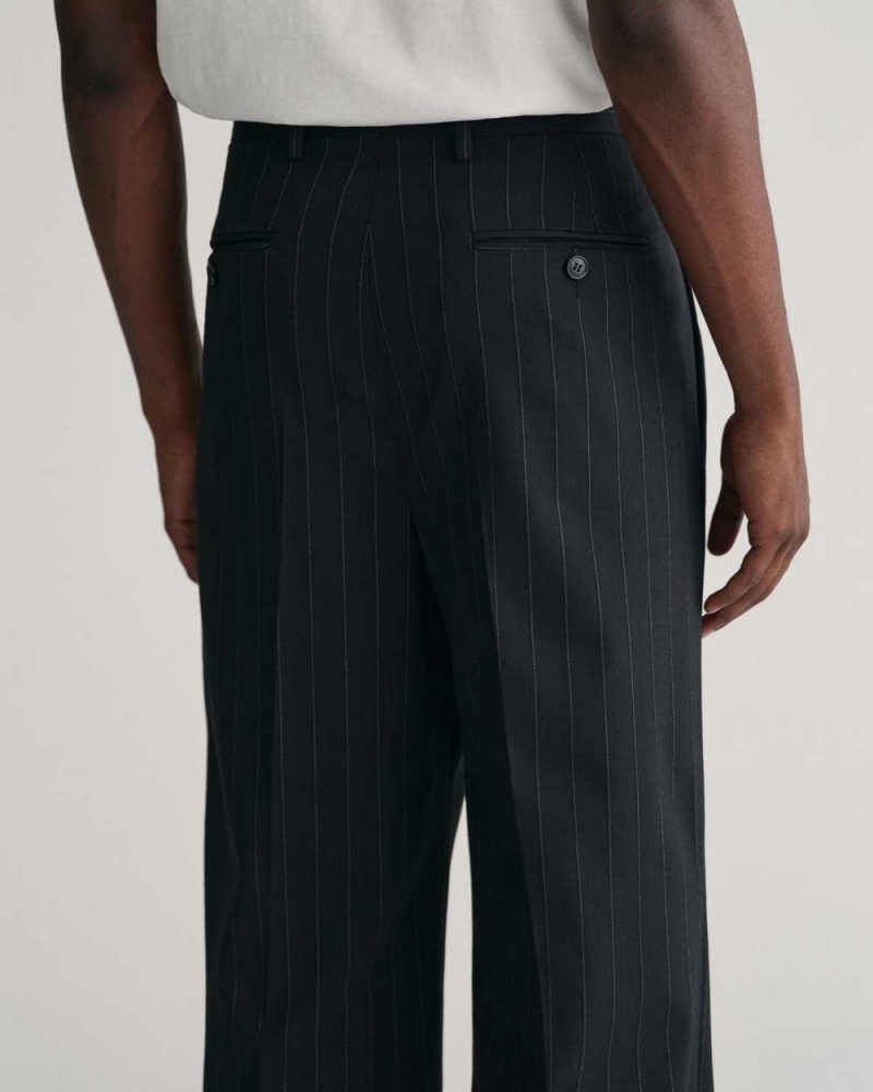 Gant Pleated Pinstripe Suit Men's Pants Navy | MILJA-1968