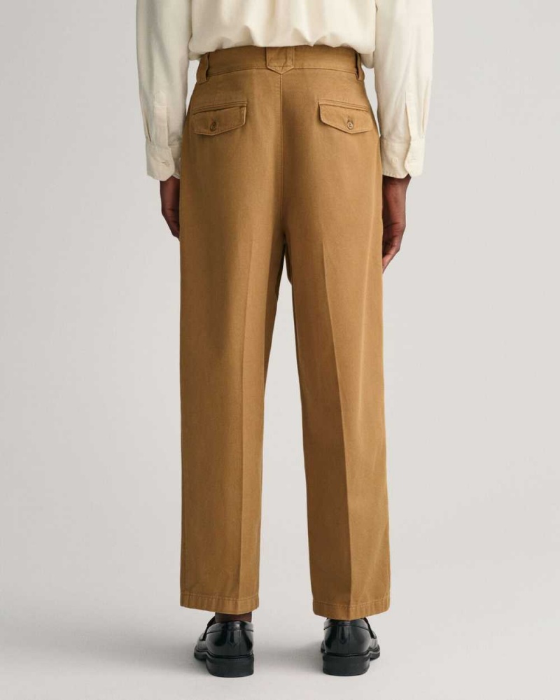 Gant Pleated Twill Men's Chino Pants Mustard Beige | XSMBR-1468