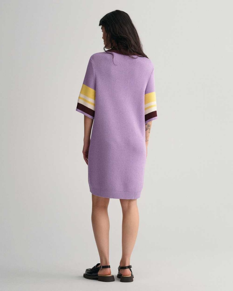 Gant Polo Knit Mini Women's Dress Soothing Lilac | QFVCN-5190