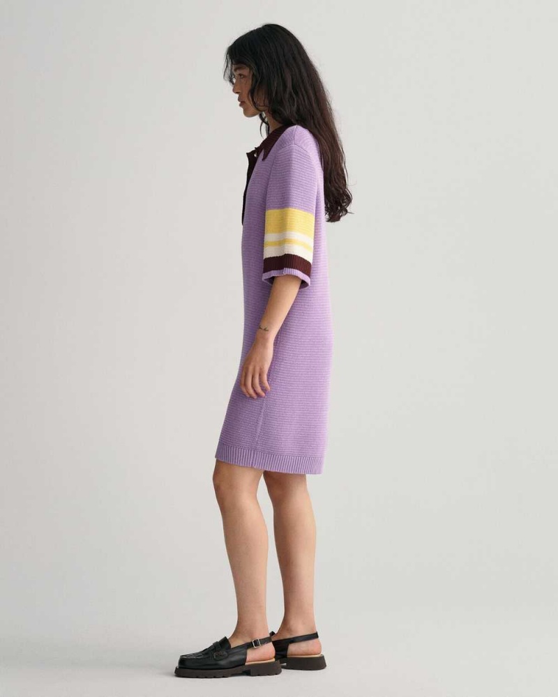 Gant Polo Knit Mini Women's Dress Soothing Lilac | QFVCN-5190