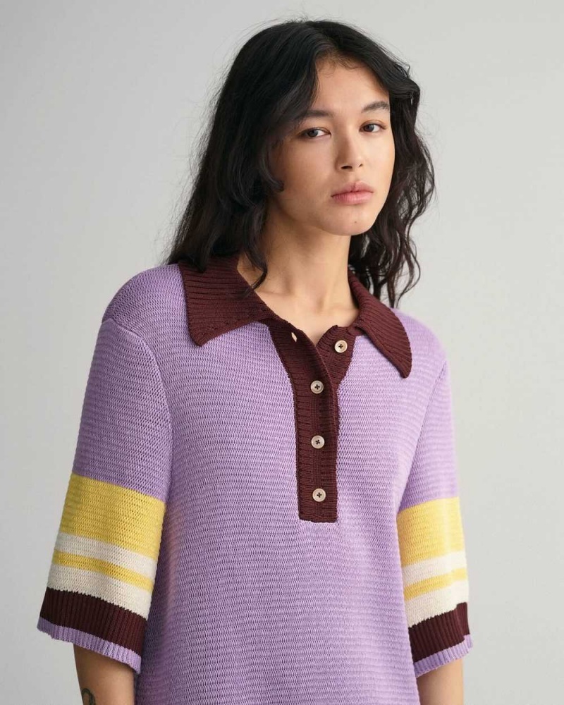 Gant Polo Knit Mini Women's Dress Soothing Lilac | QFVCN-5190