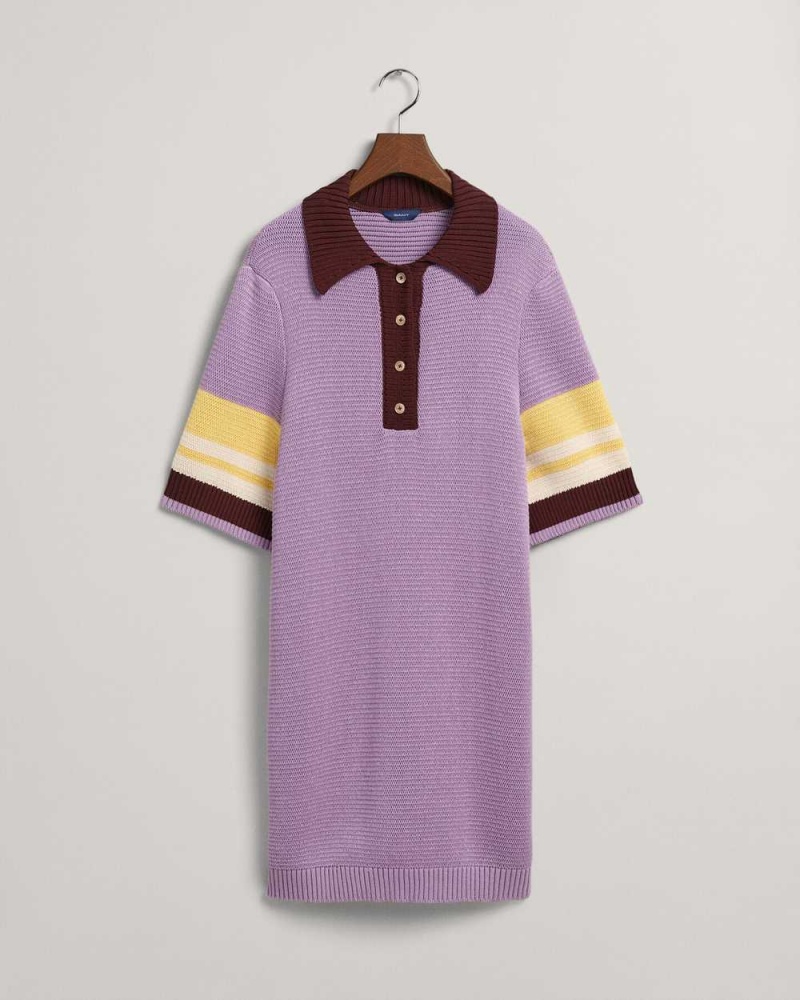 Gant Polo Knit Mini Women's Dress Soothing Lilac | QFVCN-5190