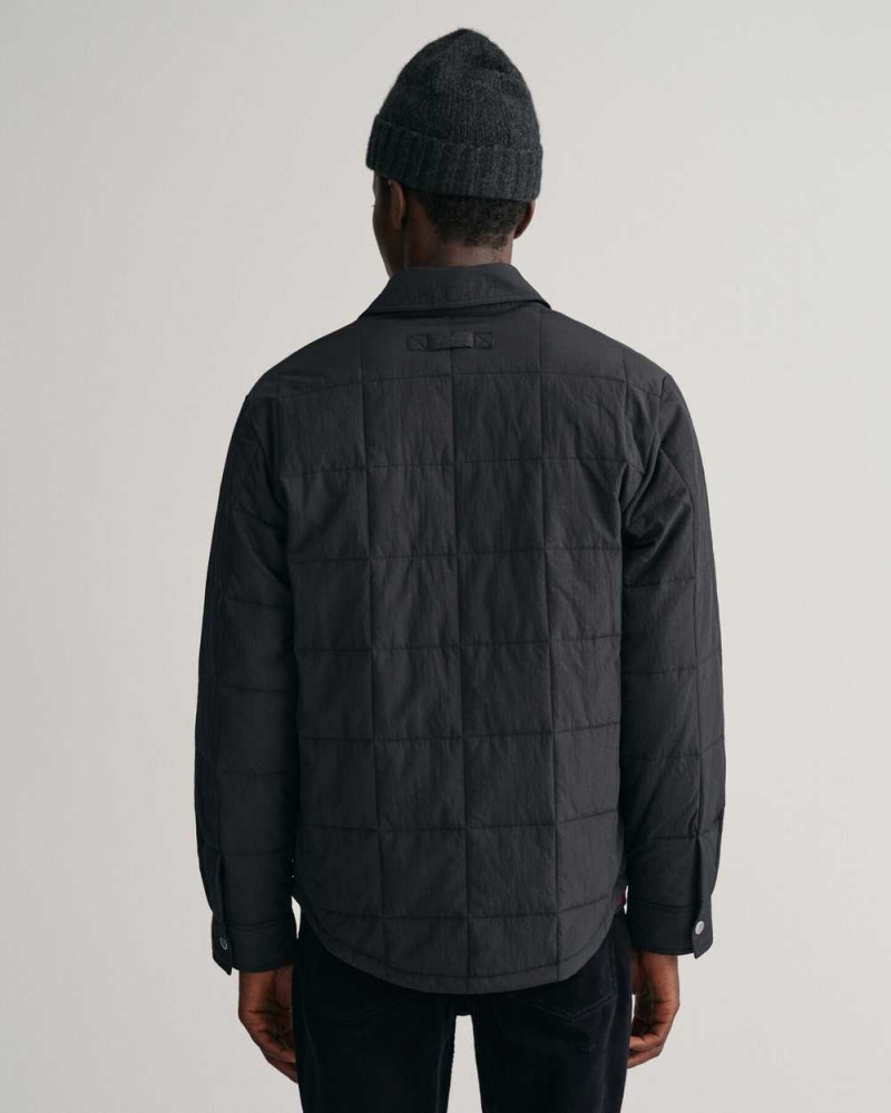 Gant Quilted Shirt Men's Jackets Black | UPWYN-7923