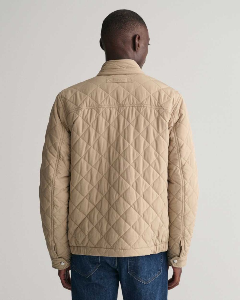 Gant Quilted Windcheater Men's Jackets Cold Beige | JHFYL-9318