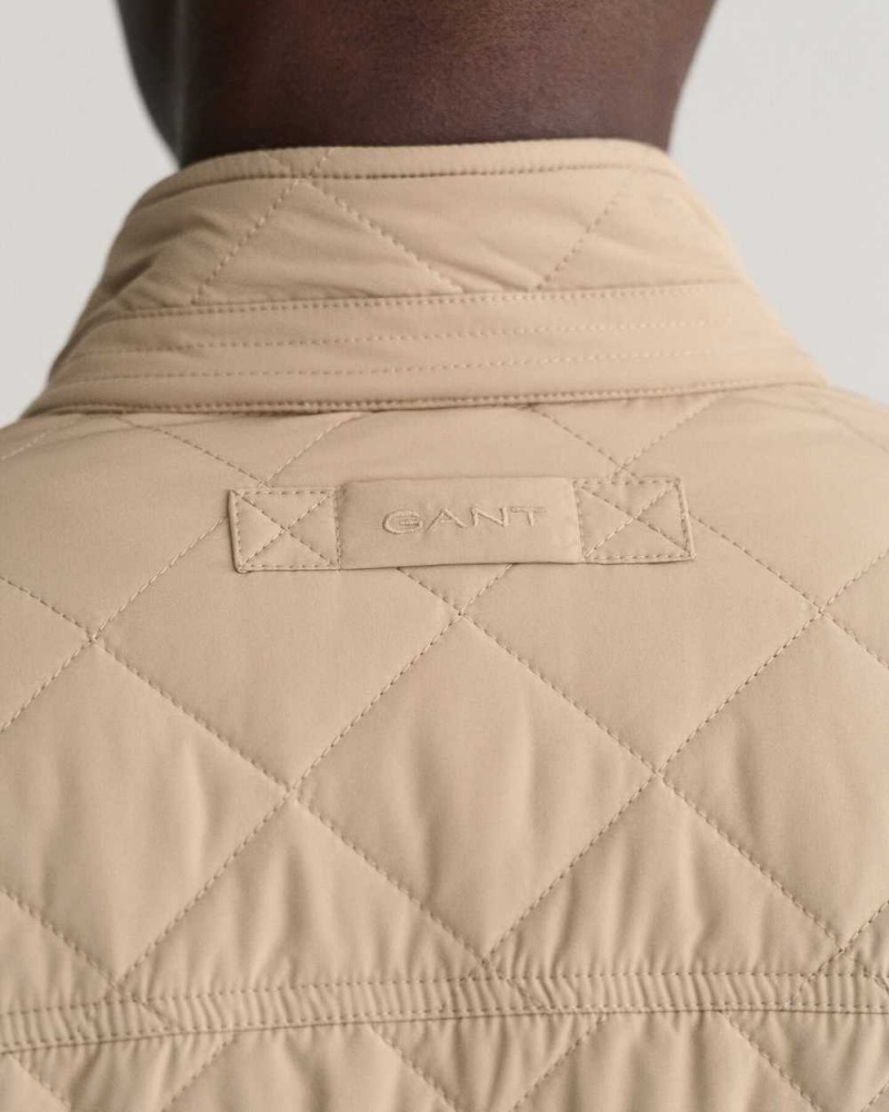 Gant Quilted Windcheater Men's Jackets Cold Beige | JHFYL-9318