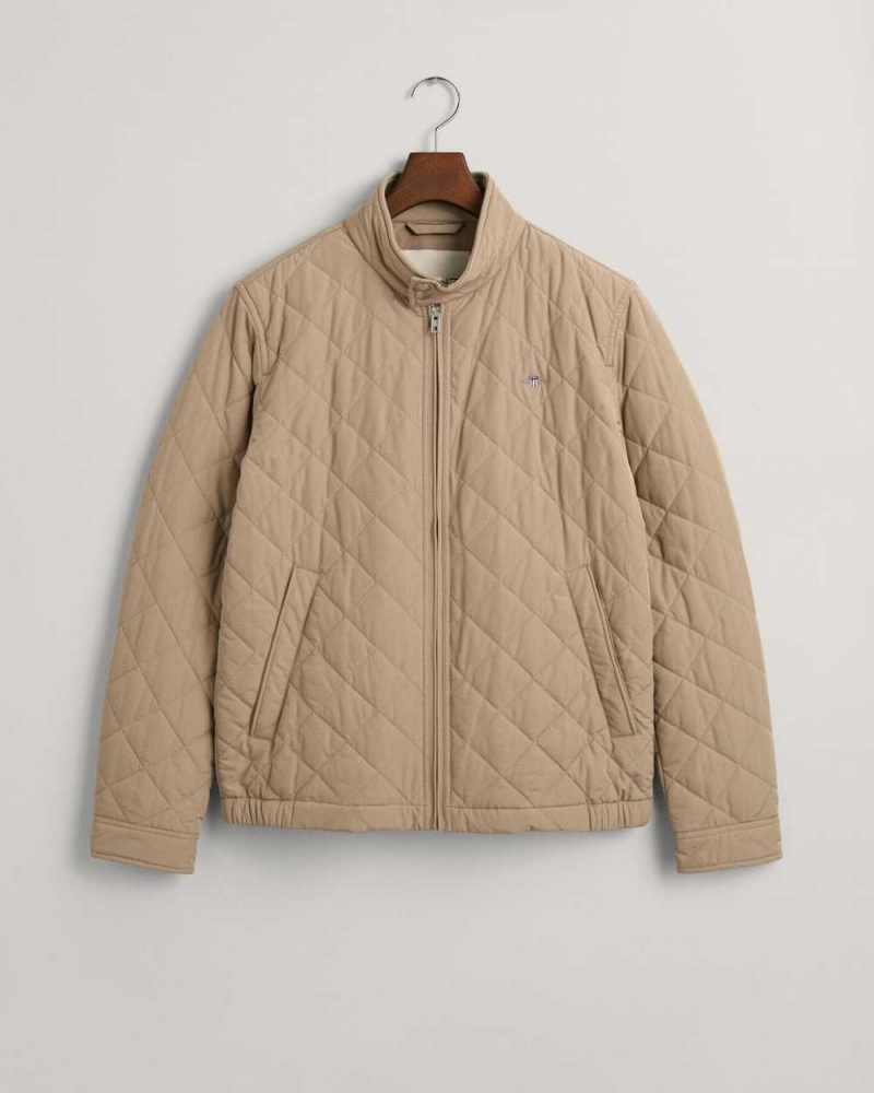 Gant Quilted Windcheater Men's Jackets Cold Beige | JHFYL-9318