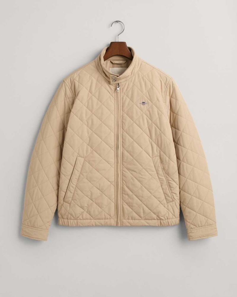 Gant Quilted Windcheater Men's Jackets Dry Sand | ZDRHQ-6237