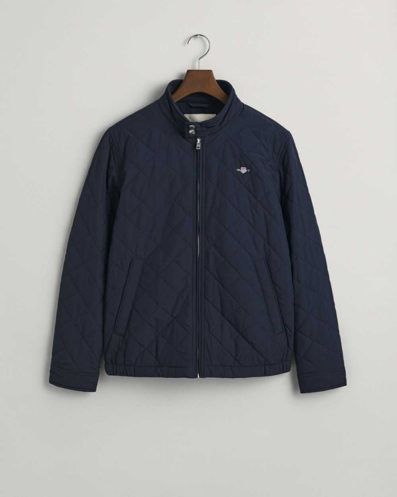 Gant Quilted Windcheater Men's Jackets Evening Blue | QTGSA-0398