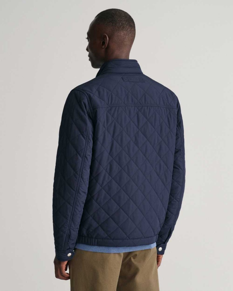 Gant Quilted Windcheater Men's Jackets Evening Blue | QTGSA-0398