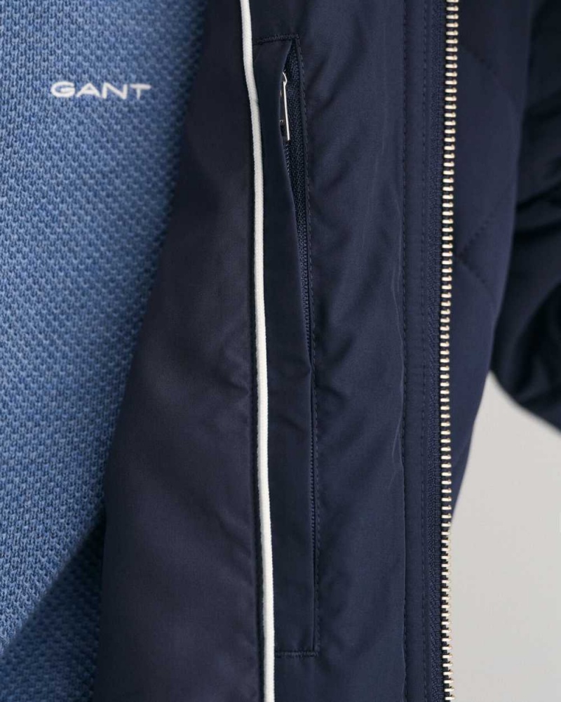 Gant Quilted Windcheater Men's Jackets Evening Blue | QTGSA-0398