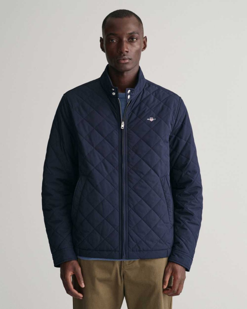 Gant Quilted Windcheater Men\'s Jackets Evening Blue | QTGSA-0398