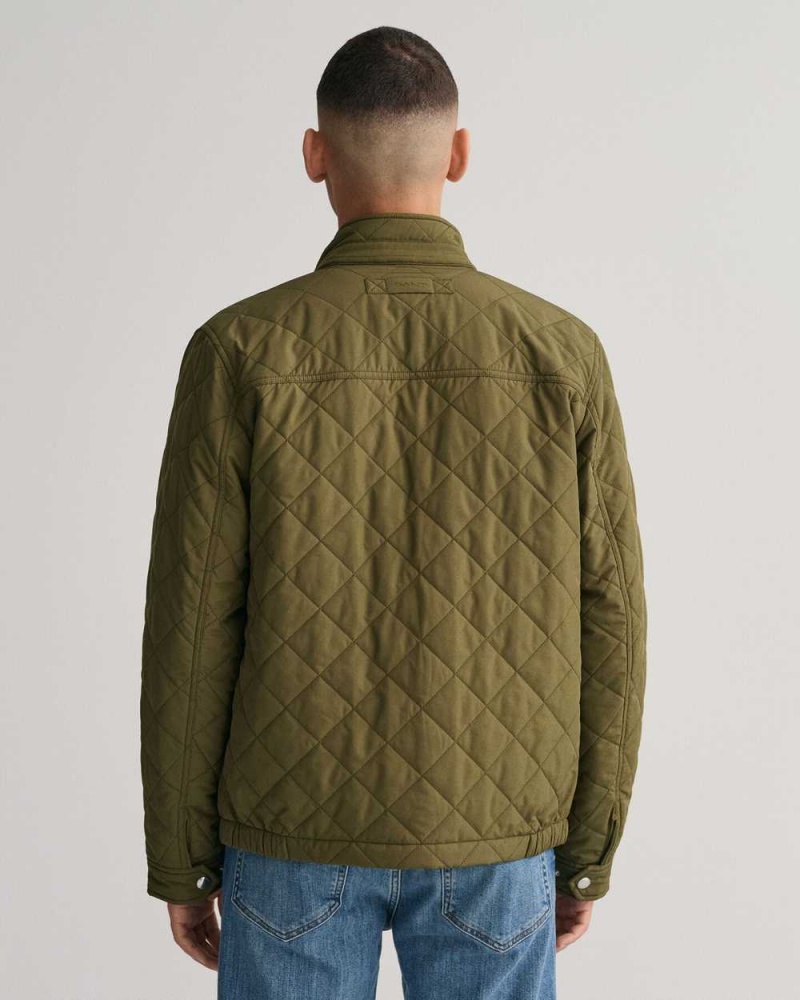 Gant Quilted Windcheater Men's Jackets Juniper Green | YDKPG-5094