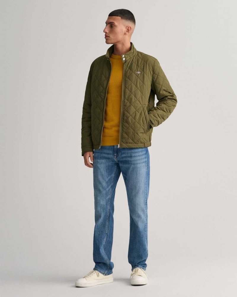 Gant Quilted Windcheater Men's Jackets Juniper Green | YDKPG-5094