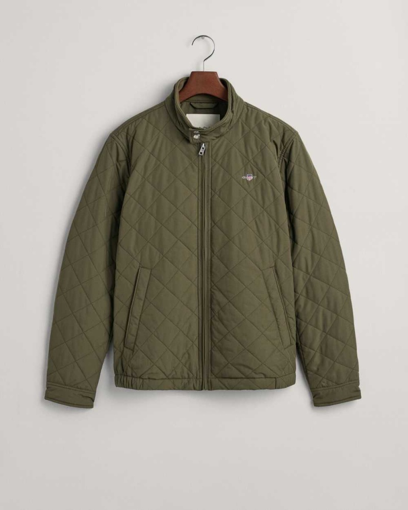 Gant Quilted Windcheater Men's Jackets Juniper Green | YDKPG-5094