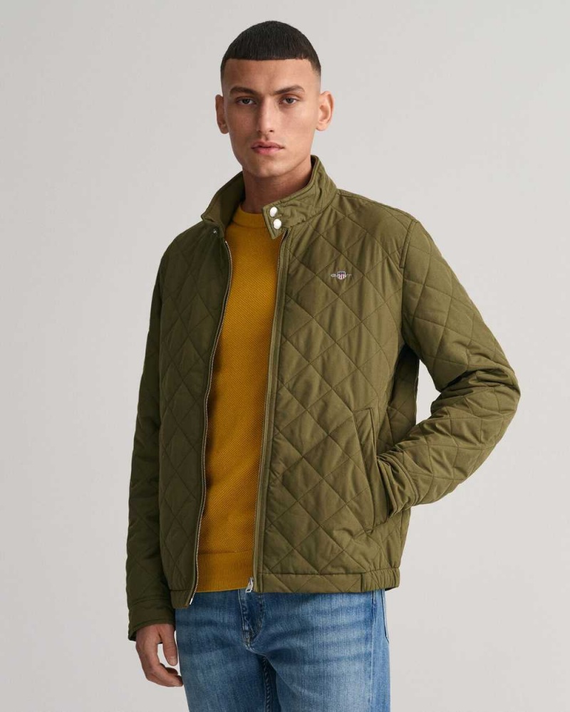 Gant Quilted Windcheater Men\'s Jackets Juniper Green | YDKPG-5094