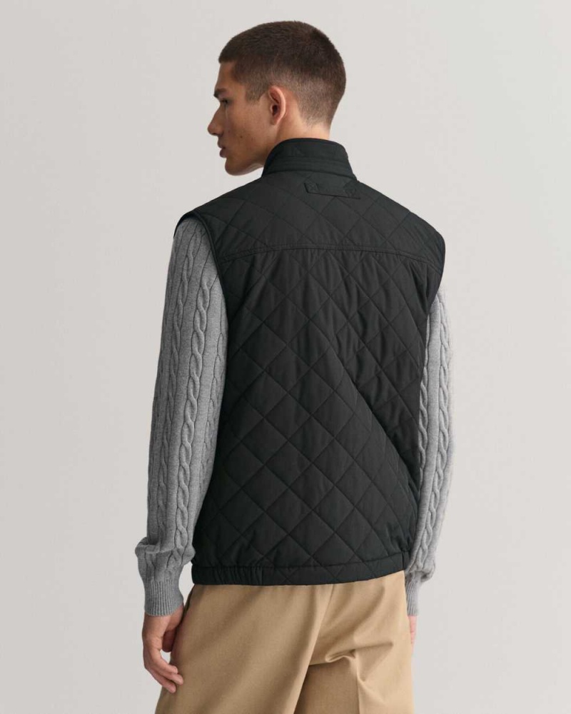 Gant Quilted Windcheater Men's Vest Black | BYSKU-7341