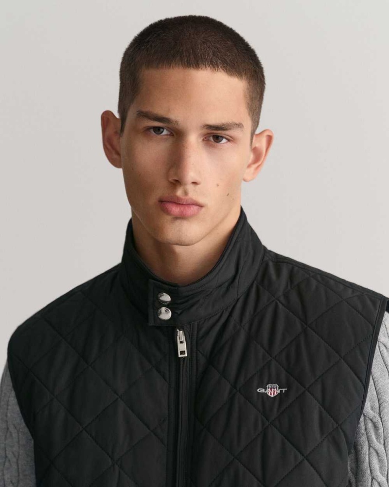 Gant Quilted Windcheater Men's Vest Black | BYSKU-7341