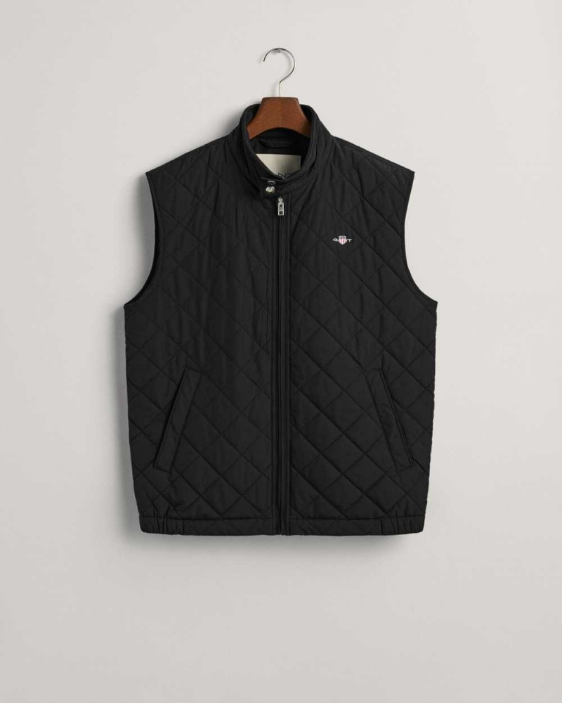 Gant Quilted Windcheater Men's Vest Black | BYSKU-7341