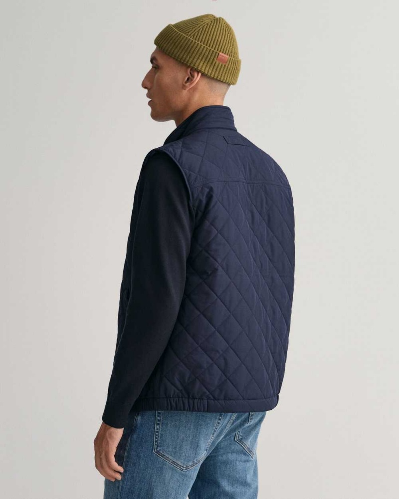 Gant Quilted Windcheater Men's Vest Evening Blue | EHYBG-3140