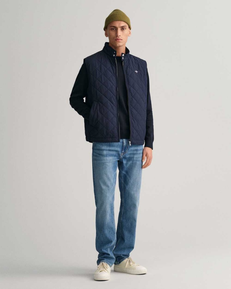 Gant Quilted Windcheater Men's Vest Evening Blue | EHYBG-3140