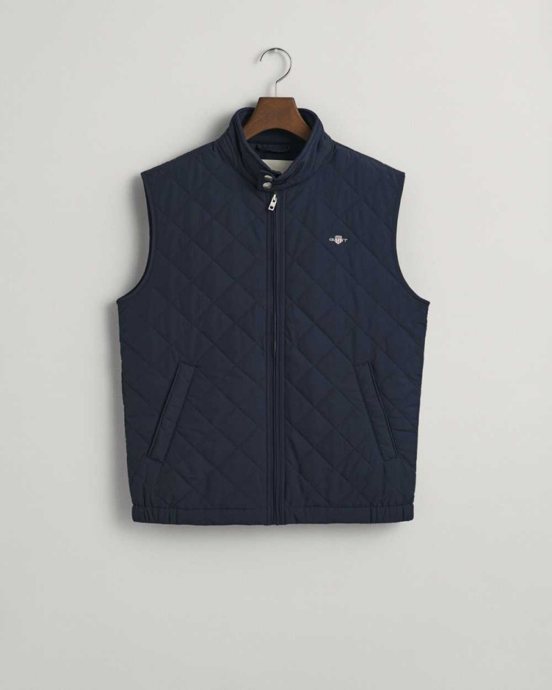 Gant Quilted Windcheater Men's Vest Evening Blue | EHYBG-3140