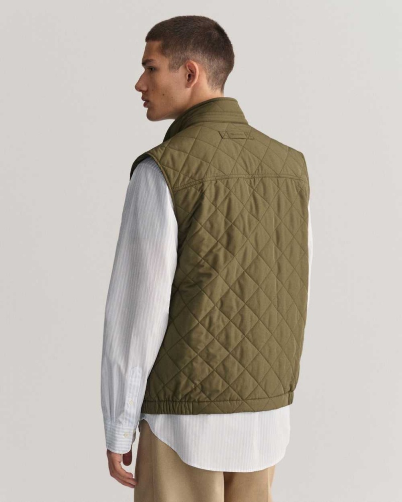 Gant Quilted Windcheater Men's Vest Juniper Green | FVYSU-7620