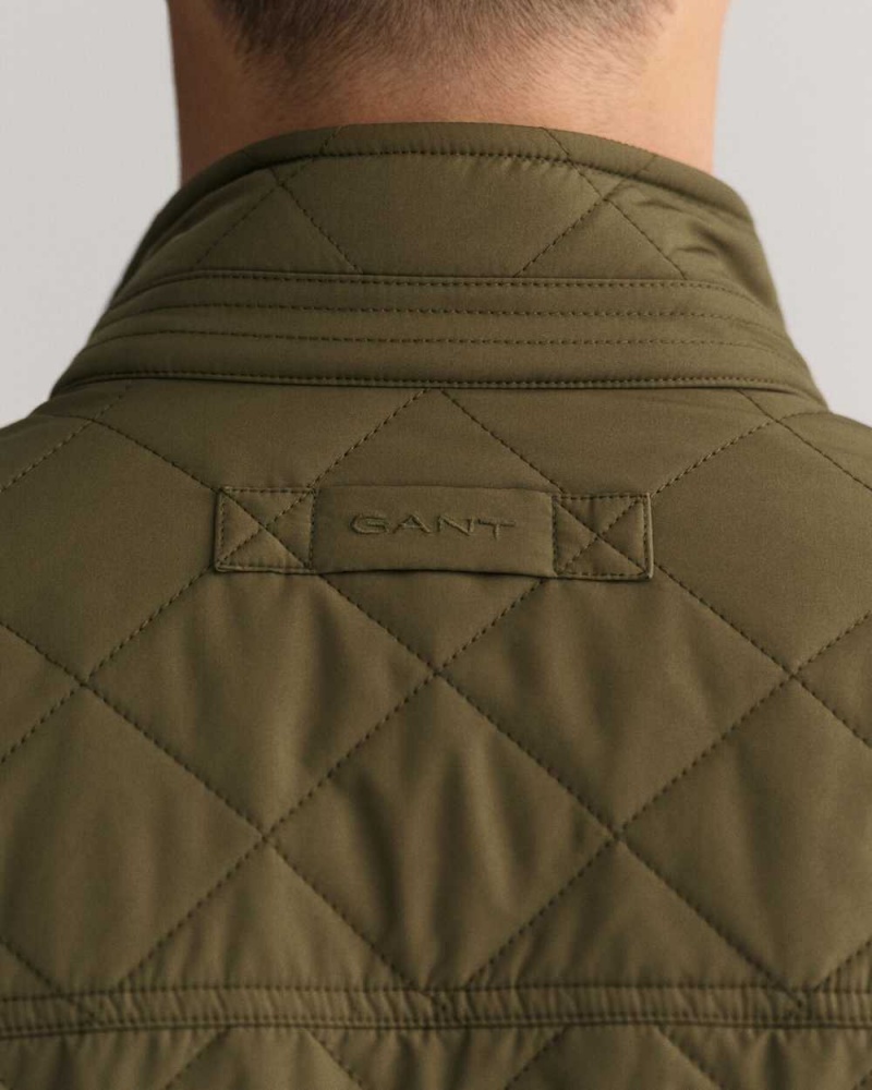 Gant Quilted Windcheater Men's Vest Juniper Green | FVYSU-7620