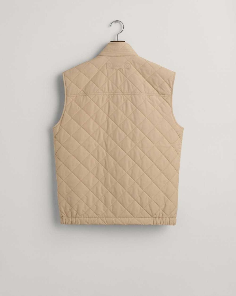 Gant Quilted Windcheater Vest Men's Jackets Dry Sand | FKMEJ-7251