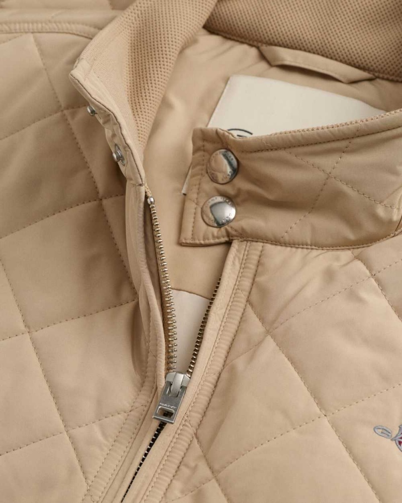 Gant Quilted Windcheater Vest Men's Jackets Dry Sand | FKMEJ-7251