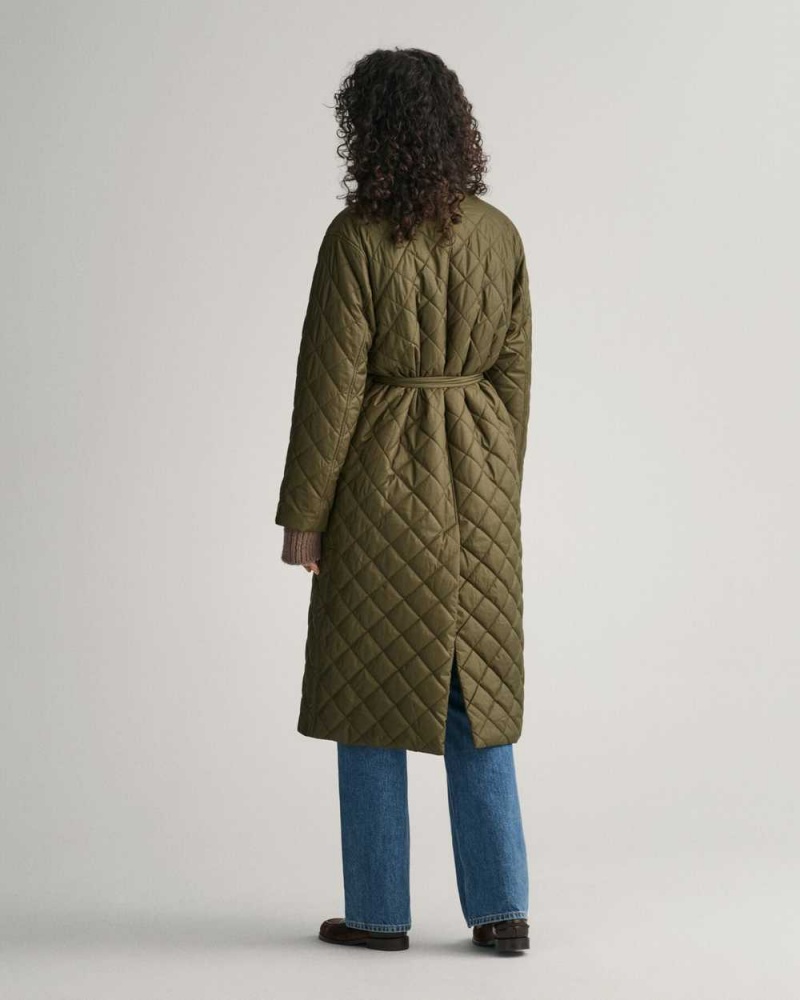 Gant Quilted Women's Coats Dark Cactus | NKGYC-6782