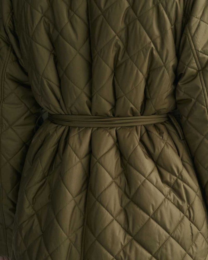 Gant Quilted Women's Coats Dark Cactus | NKGYC-6782