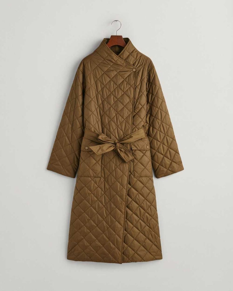 Gant Quilted Women's Coats Dark Cactus | NKGYC-6782