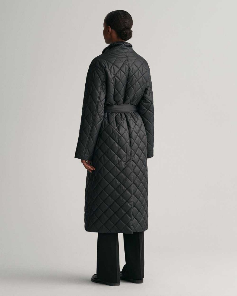 Gant Quilted Women's Coats Ebony Black | DKHIE-5789