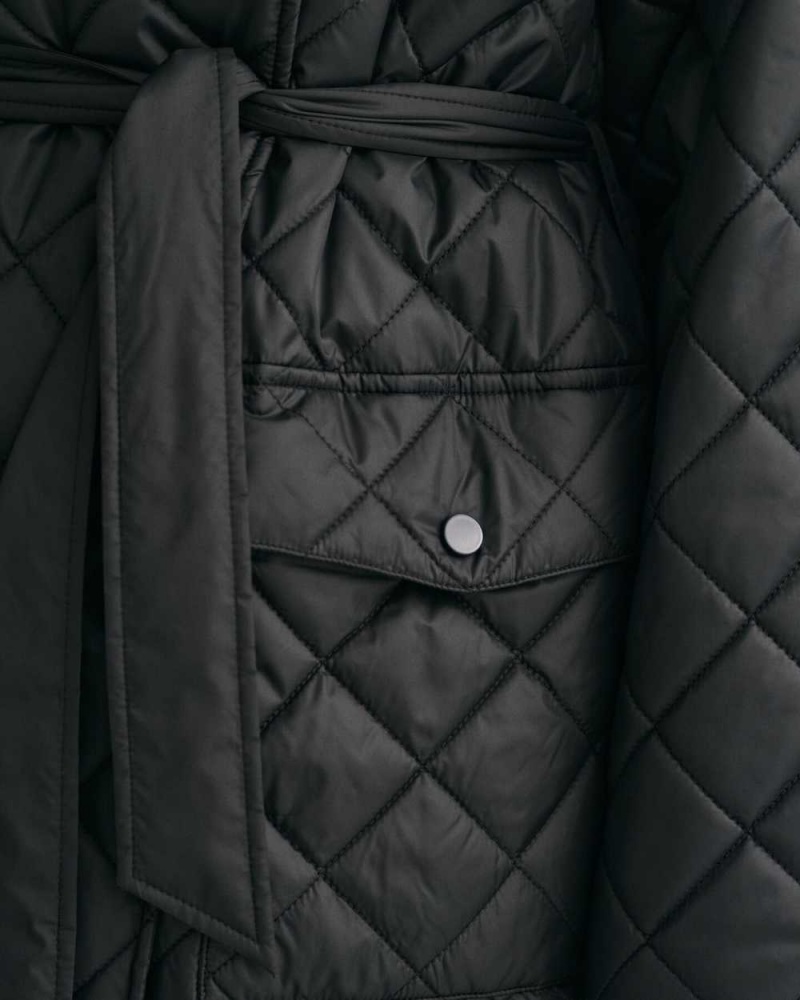 Gant Quilted Women's Coats Ebony Black | DKHIE-5789