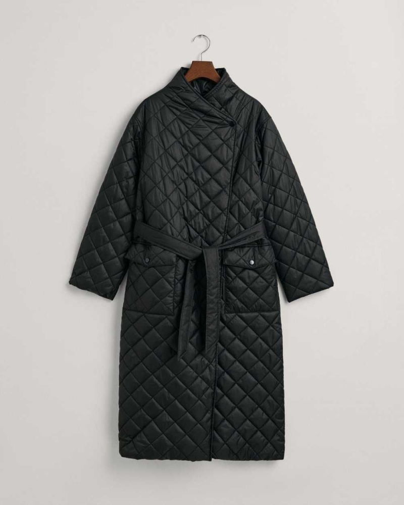 Gant Quilted Women's Coats Ebony Black | DKHIE-5789