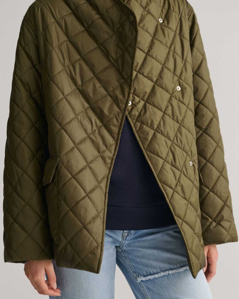 Gant Quilted Women's Jackets Dark Cactus | JCULO-6319