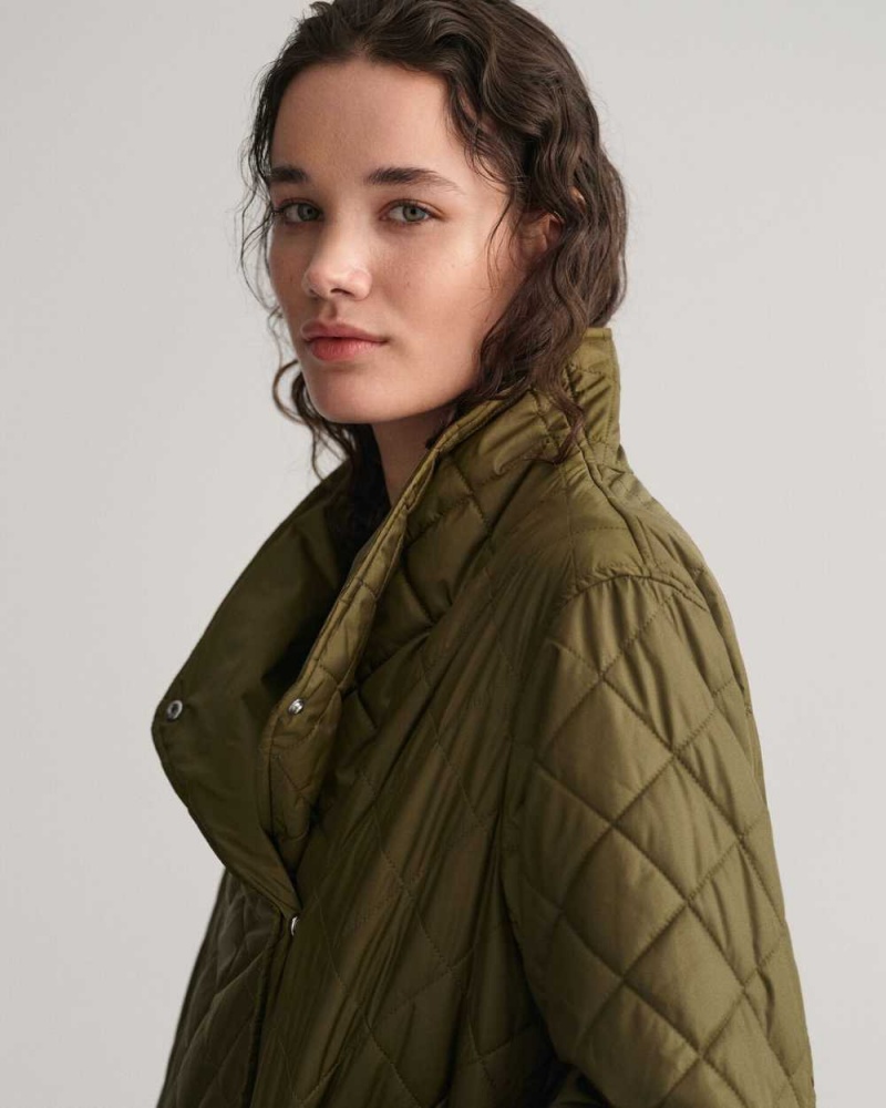 Gant Quilted Women's Jackets Dark Cactus | JCULO-6319