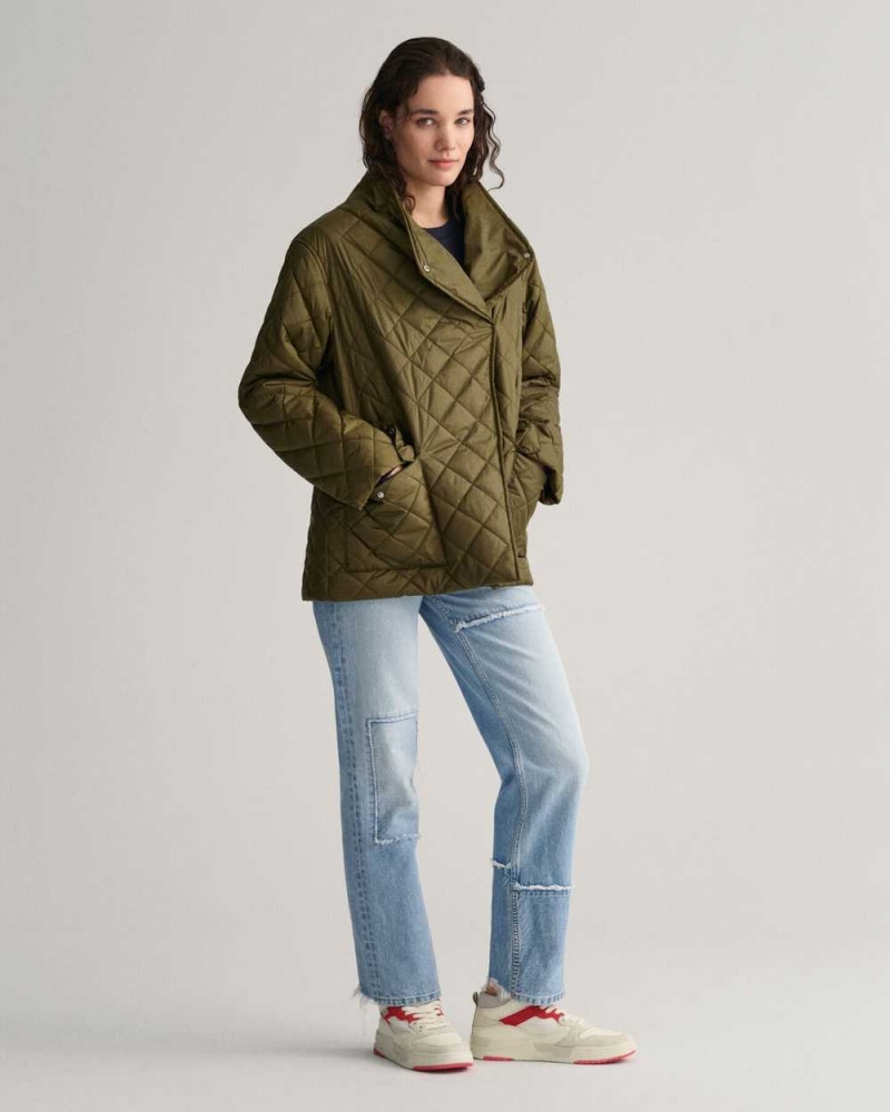 Gant Quilted Women's Jackets Dark Cactus | JCULO-6319