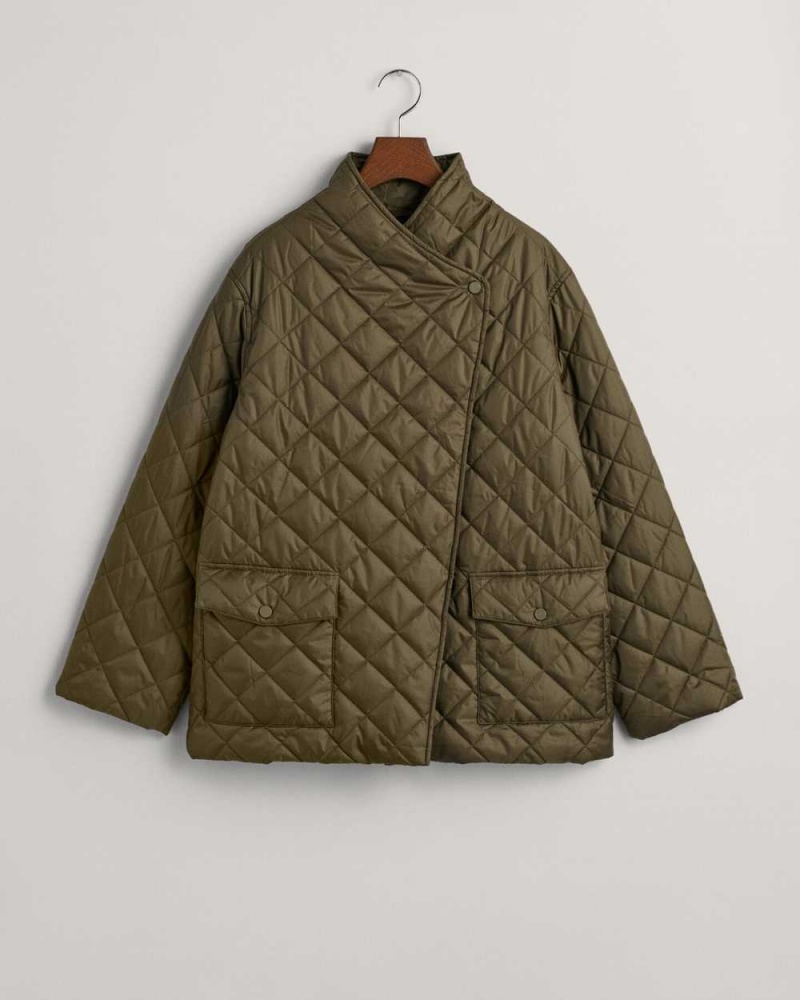 Gant Quilted Women's Jackets Dark Cactus | JCULO-6319