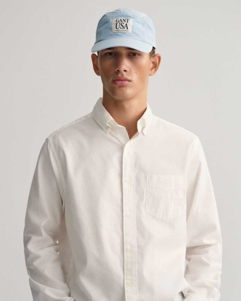 Gant Regular Fit Archive Oxford Men's Shirts Beige White | AWGYI-9581