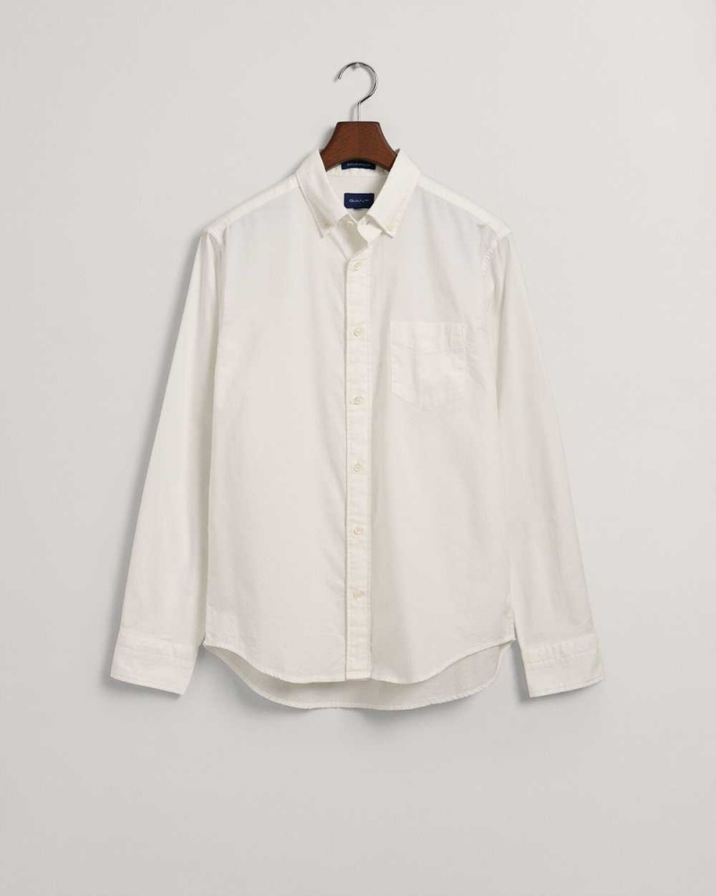 Gant Regular Fit Archive Oxford Men's Shirts Beige White | AWGYI-9581