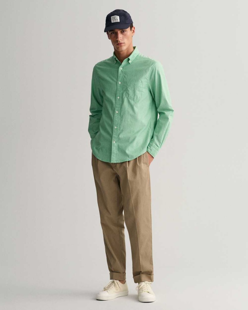 Gant Regular Fit Archive Oxford Men's Shirts Mid Green | HLEVF-2471