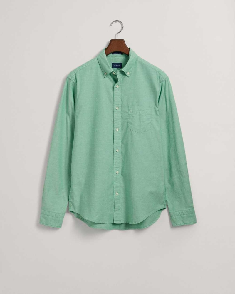 Gant Regular Fit Archive Oxford Men's Shirts Mid Green | HLEVF-2471