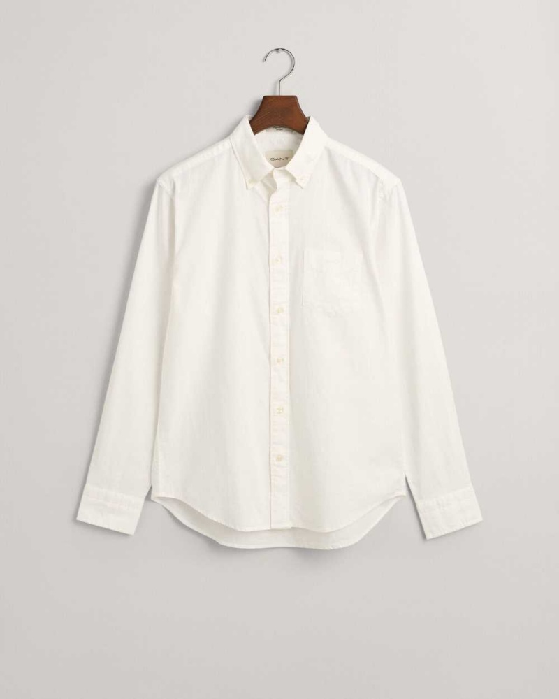 Gant Regular Fit Archive Oxford Men's Shirts Beige White | XMYNL-1723