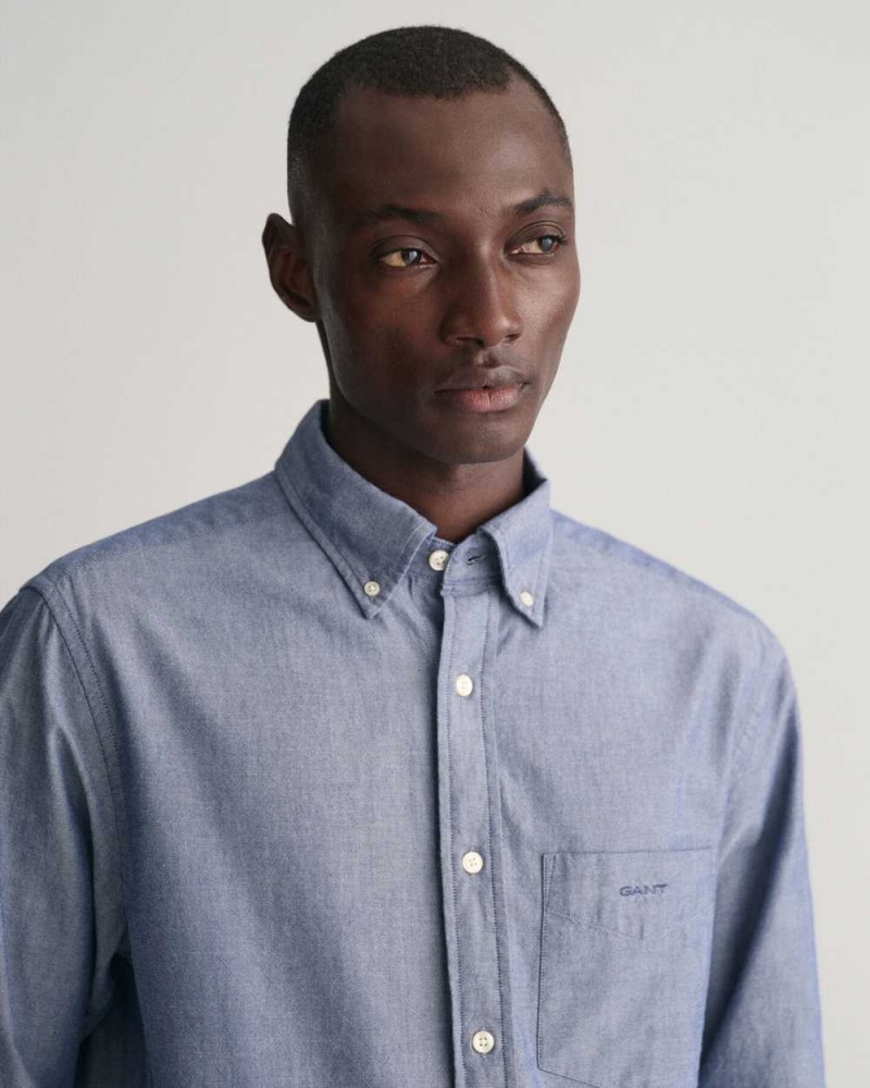 Gant Regular Fit Archive Oxford Men's Shirts Deep Blue | IXLTM-3914