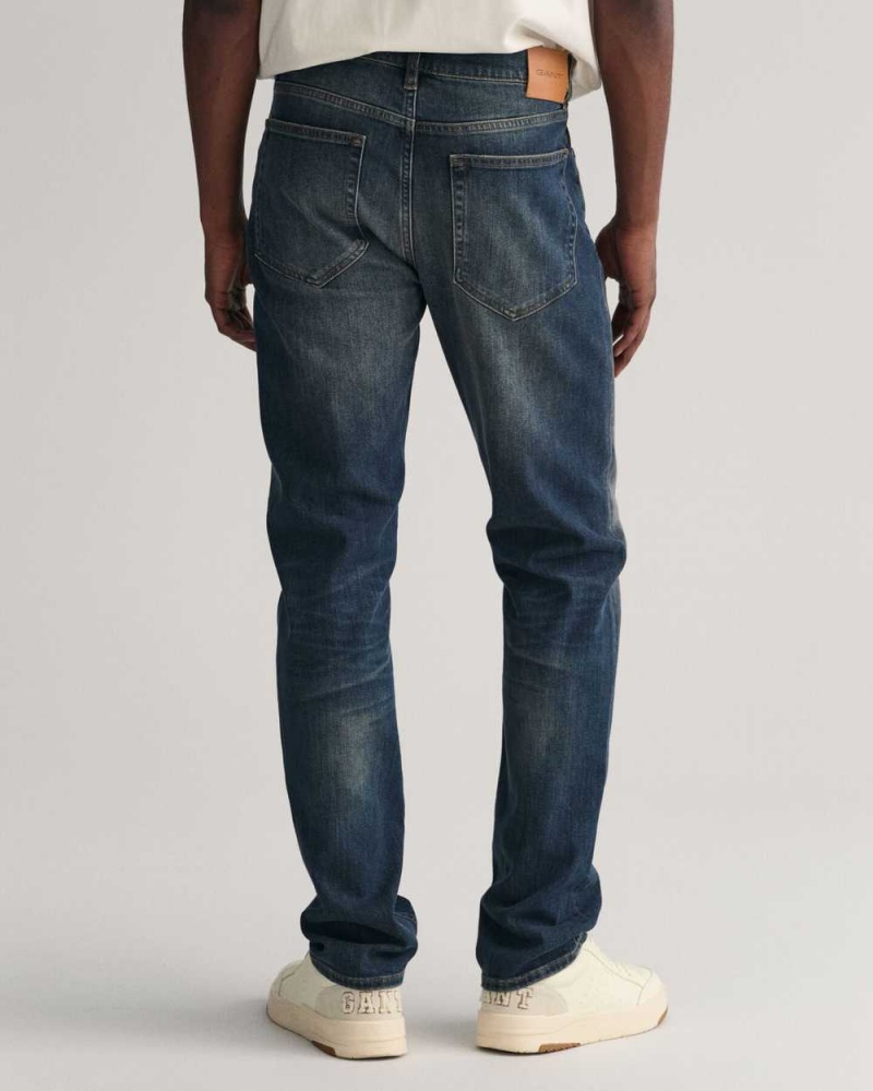 Gant Regular Fit Archive Wash Men's Jeans Mid Blue Archive | QGPSY-1968