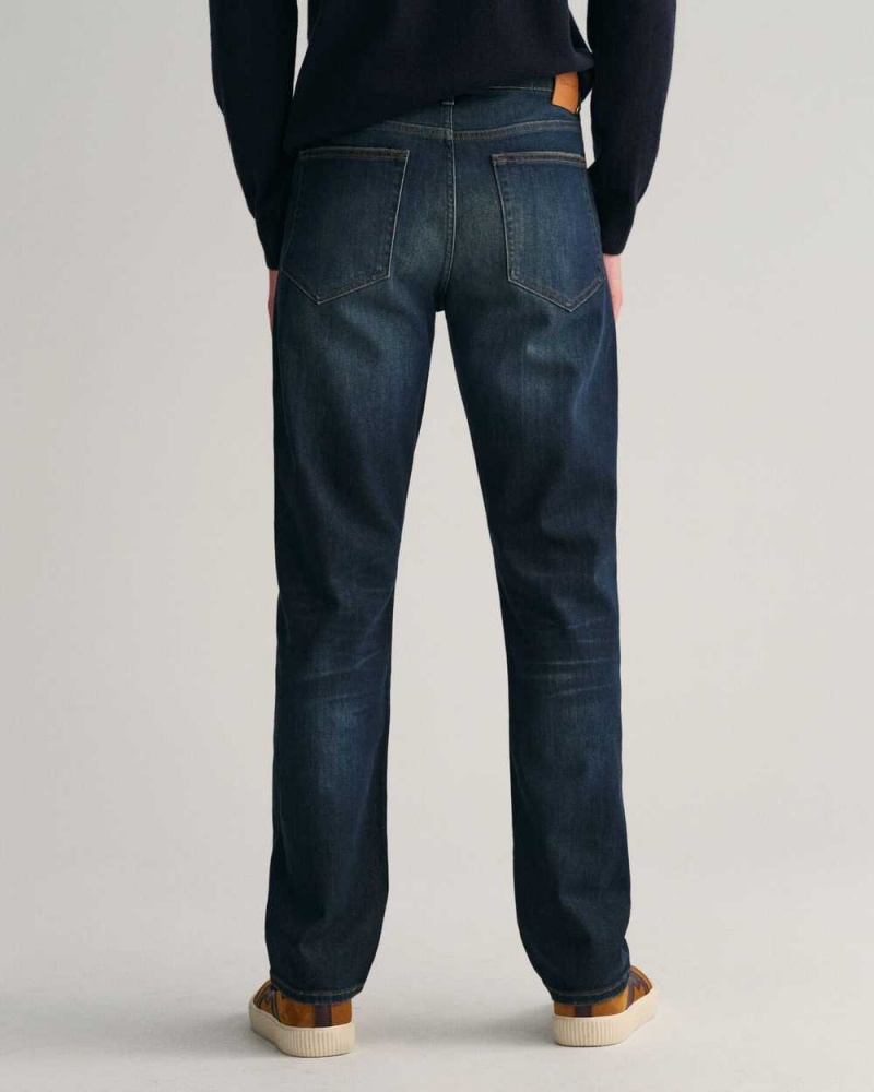 Gant Regular Fit Archive Wash Men's Jeans Dark Blue Archive | NHLRU-9328