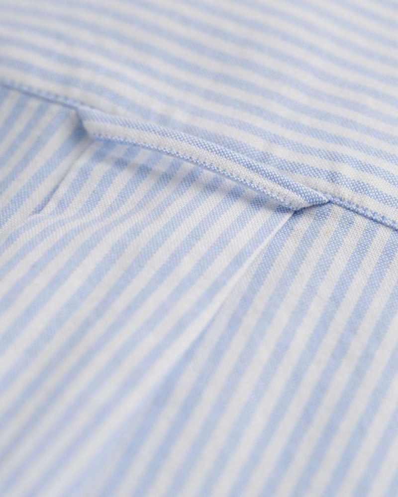 Gant Regular Fit Banker Stripe Oxford Men's Shirts Light Blue | SVENR-1096