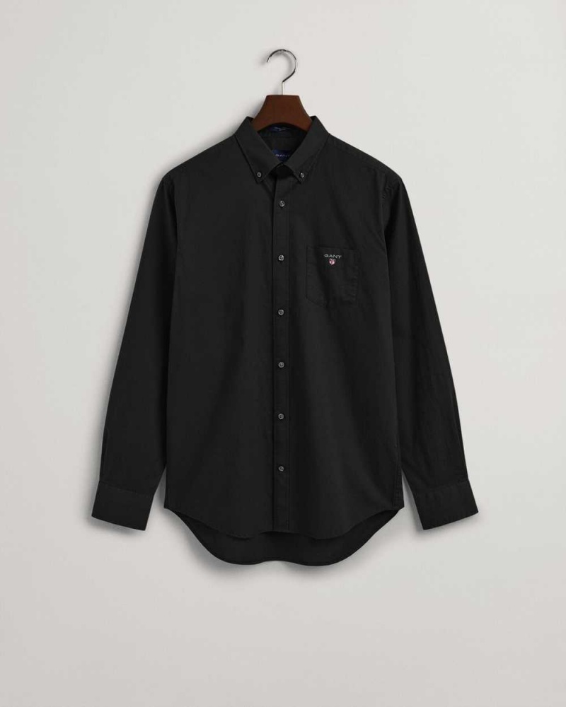 Gant Regular Fit Broadcloth Men's Shirts Black | BHPQZ-8053