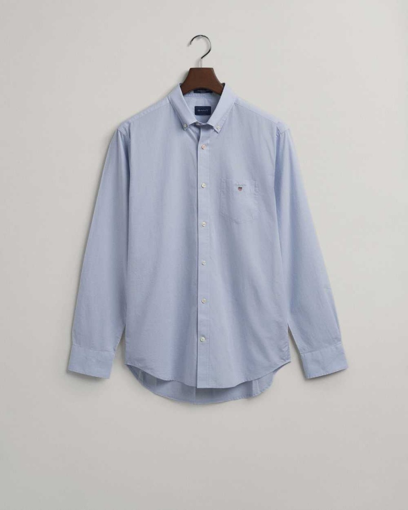 Gant Regular Fit Broadcloth Men's Shirts Muted Blue | GLFEZ-4815